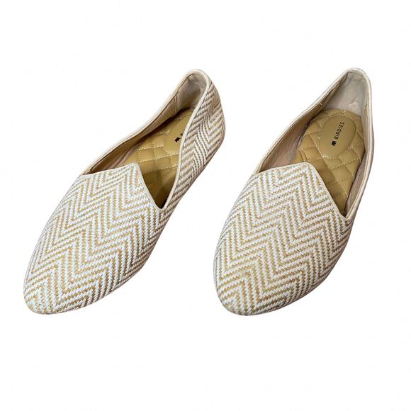 BIRDIES Heron Chai Chevron Woven Flats Cushioned Comfort Bridal Size 10 - Picture 1 of 10